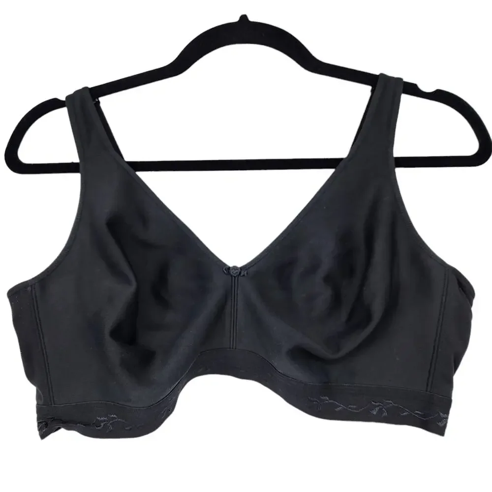 Cacique Black Wire Free Full Coverage Back Closure Lightly Lined Bra Size 40DD